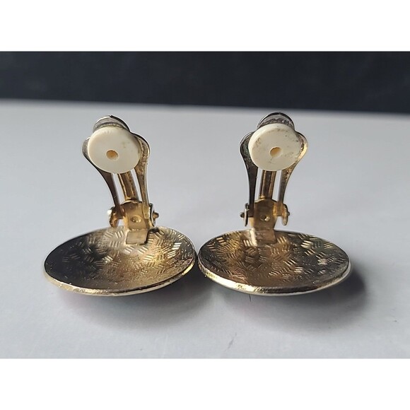 Cloisonne Enamel Butterfly And Floral Circular Shaped Clip-on Earrings Vintage - Picture 9 of 10